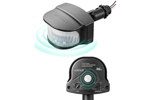 EDISHINE 240° & 360° Motion Sensor, Replacement Motion Detector for Outdoor Lights, Adjustable Time & Detection Range Up to 60FT, 3 Modes PIR Motion Sensor for Floodlight, Black, UL Listed