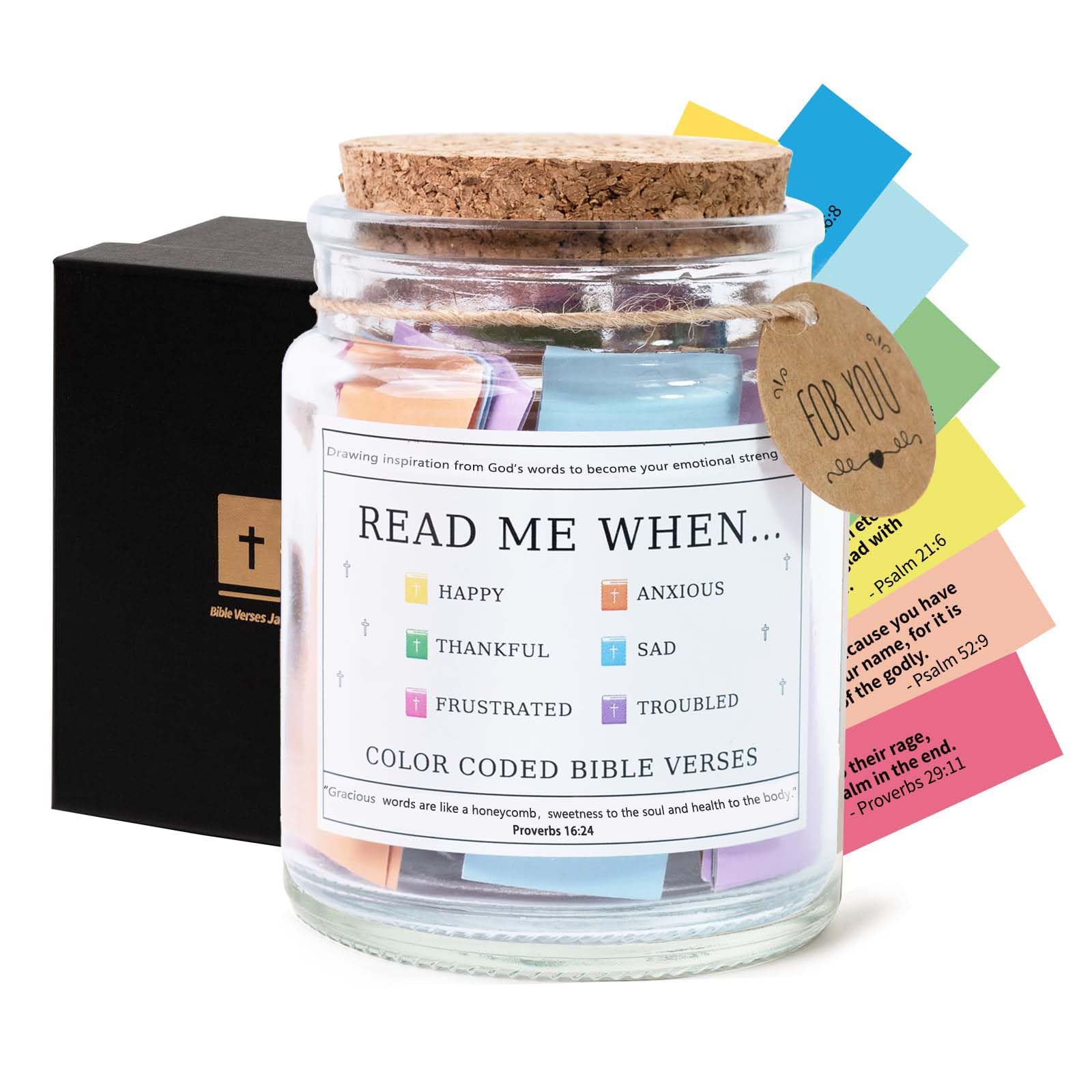 Vodhord Bible Verse Prayer Jar - Read Me When Encouragement Gift, Scripture Cards & Prayer Jar for Christian Mom, Women, Mothers Day, Graduation, Spiritual Faith Keepsake