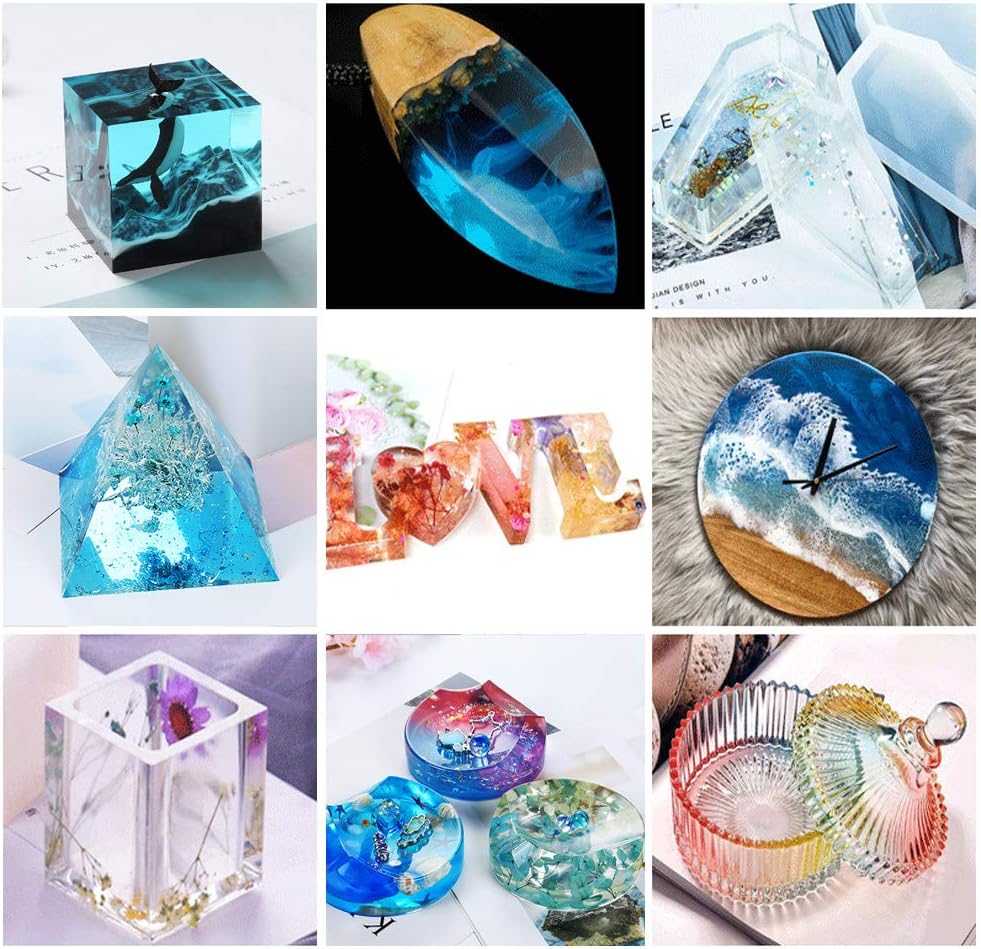 Epoxy Resin Kit, 16oz Epoxy Resin Crystal Clear with Tools Kit for River Table Tops, Art Casting Resin, Jewelry Projects, DIY, Tumbler Crafts, Molds, Art Painting, 1:1 Ratio Mix