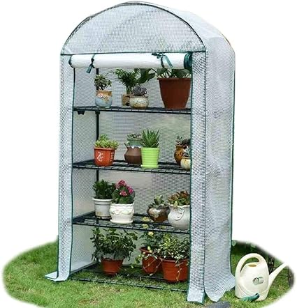 Mini Greenhouse Garden Greenhouse Small Balcony For Outdoor Winter Plants Portable 4 Level Walk In Flowering Plant Stand With Waterproof Resistant Cover Color White Amazon Co Uk Kitchen Home