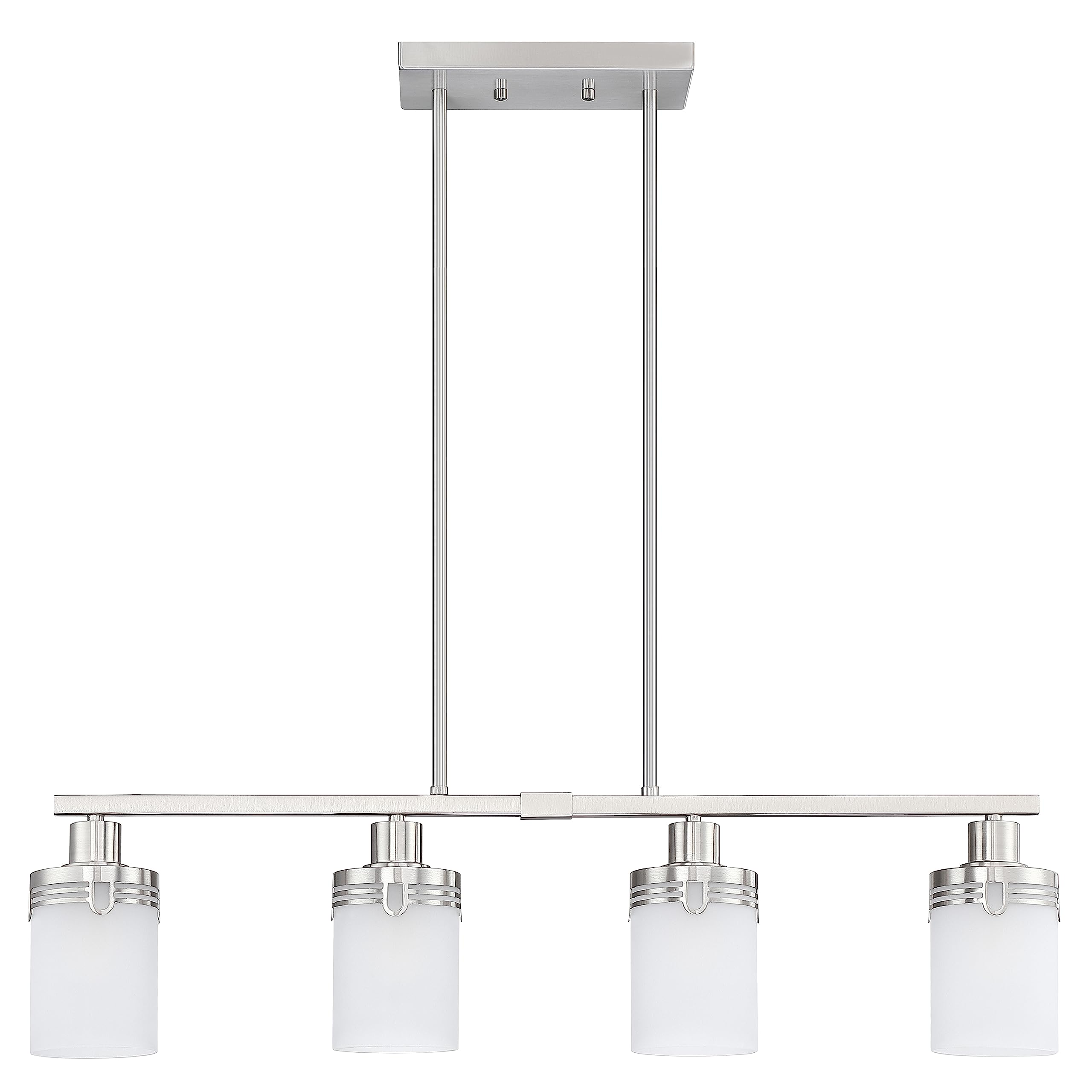 Photo 1 of 4 Light Kitchen Island Chandelier Hollow Lamp Cup Brushed Nickel Finish Modern Frosted Glass Pendant Light Ceiling Lighting Fixture Dining Room Bar Café Kitchen Island