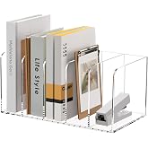 5 Section Acrylic Magazine Holder Desk Organizer Clear Workspace Sorters | 5mm Thick Large Capacity ,No assembly,Bookend File Sorter Folder Rack For Home Office Accessories Organization Storage