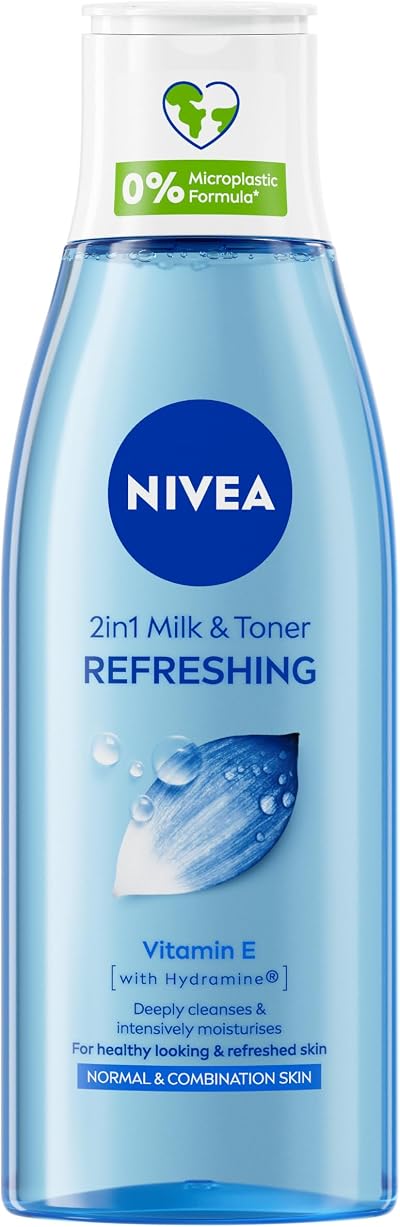 NIVEA 2-in-1 Refreshing Milk Toner 200ml Vitamin E Hydramine Face Cleanser