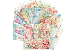 BLEDS 24 Sheet Flower Scrapbooking Paper, 6"x 6" Scrapbook Paper Floral Scrapbooking Supplies Single-Side Printing for Cardma