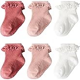 DRESHOW BQUBO Baby Girls Toddler Anti Slip Socks - Cute Frilly Ruffle Grip Ankle Socks for Infant Toddler