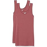 Amazon Essentials Women's Slim-Fit Ribbed Scoop Neck Tank Tops, Pack of 2