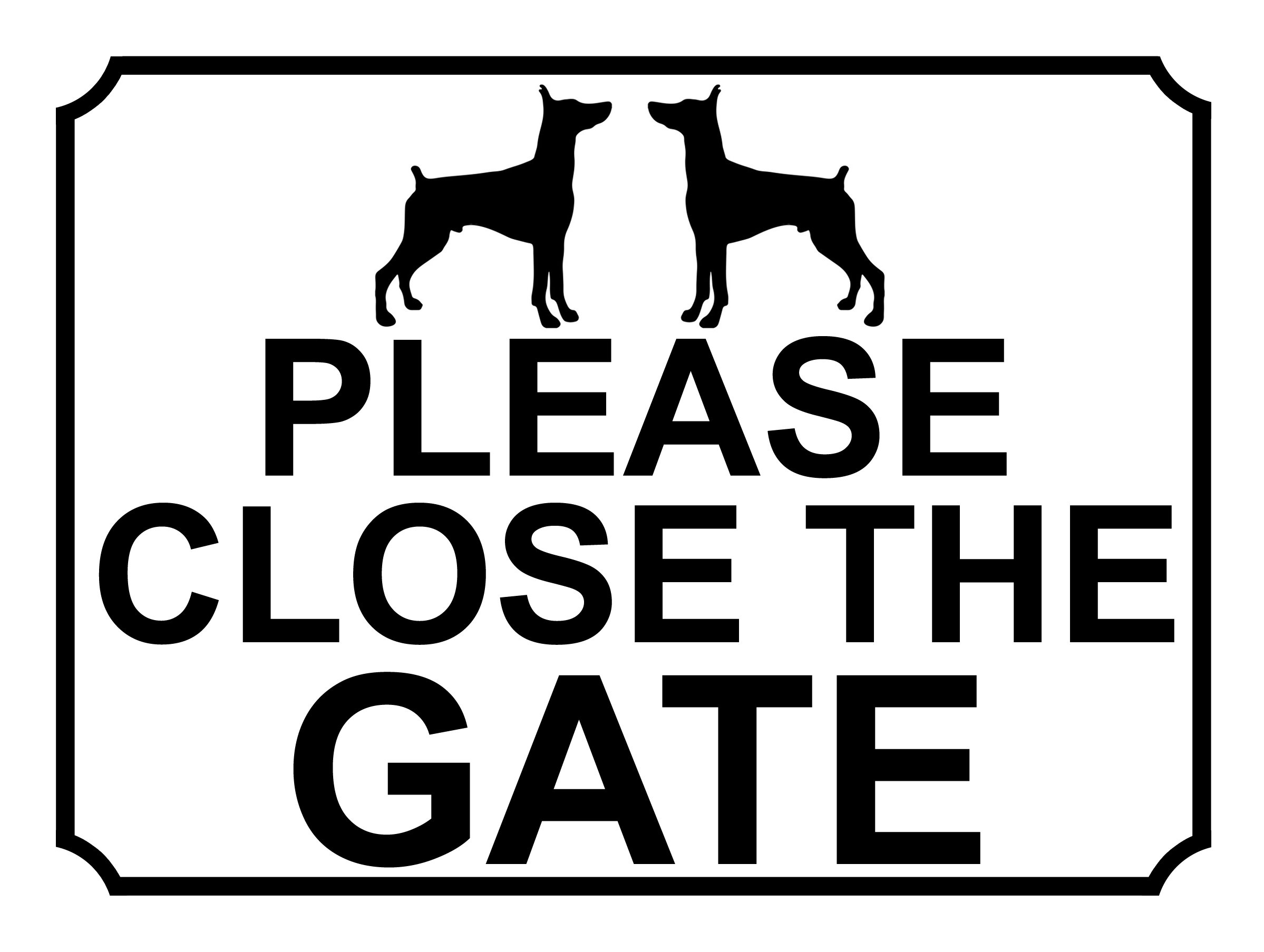 SHAWPRINT PLEASE CLOSE THE GATE DOG THEME METAL SIGN 200MM X 150MM (456H1)