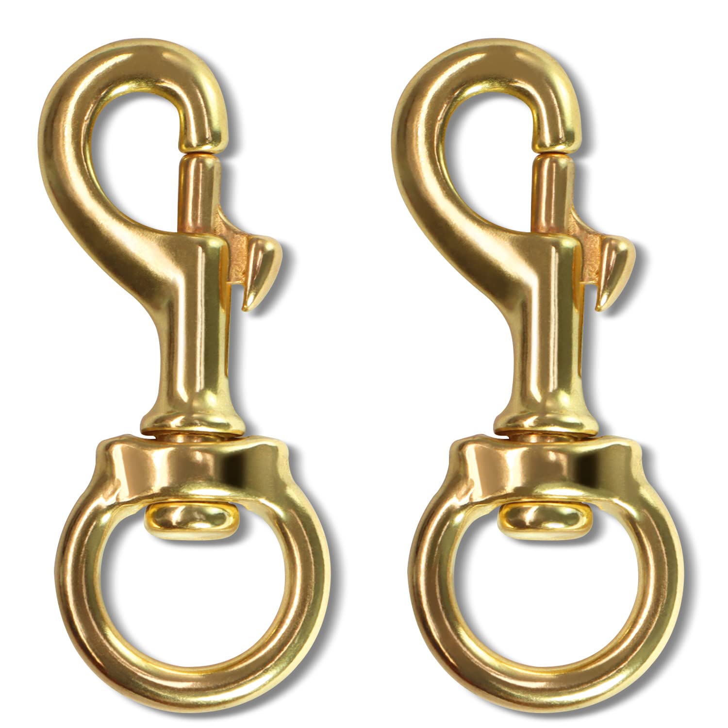 Anley Flag Accessory - 1 Pair Brass Swivel Snap Hook - Heavy Duty Flag Pole Halyard Rope Attachment Clip - For Tough Weather Conditions - 3.3 Inch - Two Hook Per Pack