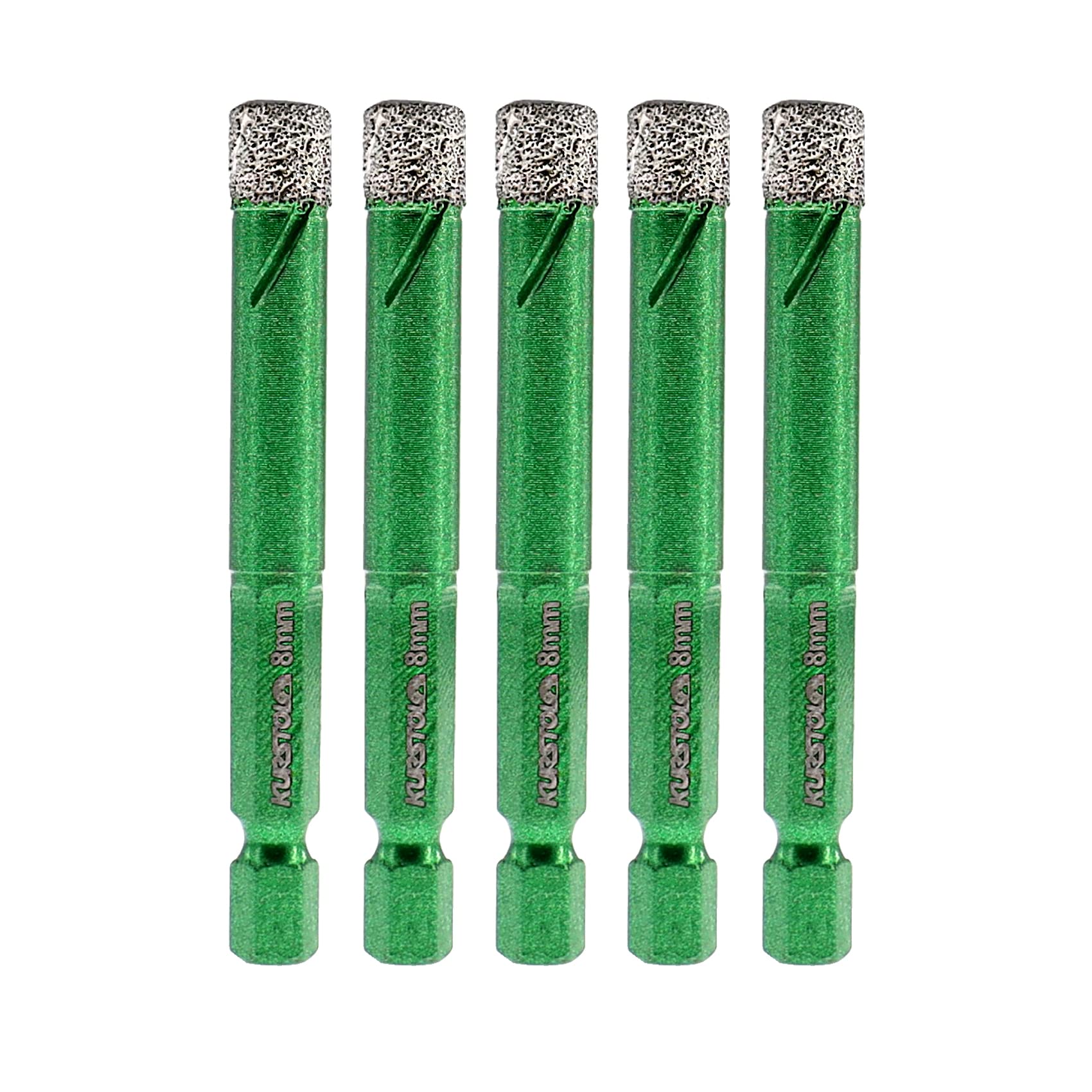 Porcelain Tile Diamond Drill Bits - Dry Diamond Hole Saw Set for Ceramic Marble Granite Stone,Diamond Core Drill Bit Kit Quick Change Shank Fixed on Drills,No.K2(5pcs 8mm)