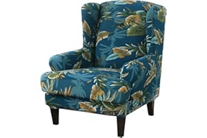 GULI Wingback Chair Cover 2-Piece, Wing Chair Covers Armchair Chair Slipcovers Spandex Sofa Cover Furniture Protector Machine Washable Removable for Living Room,Bedroom,Hotel(Printed 2)