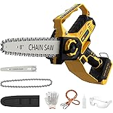 Mini Chainsaw for Dewalt 20V Max Battery, 8-Inch and 6-Inch 2-IN-1 Cordless Electric Chain saw with Brushless Motor and Auto-Oiler, 800W Hand Mini Chainsaw for Tree Pruning Wood Cutting(No Battery)