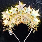 Uranian Light Up Star Headbands Glitter LED Star Hair Bands Birthday Headband Glowing Tinsel Headwear LED Christmas Festival Hair Accessories for Women
