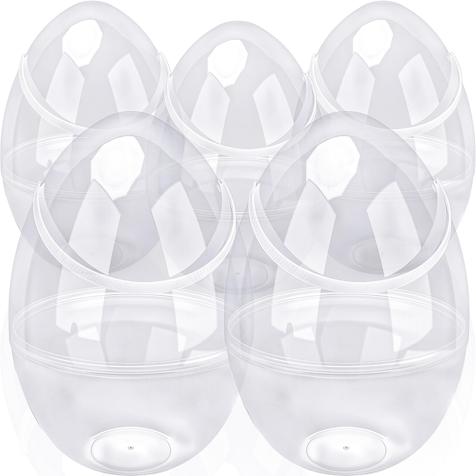 12 Inch/ 10 Inch/ 8 Inch Giant Clear Easter Eggs Fillable 4/5/ 6/7 Pcs Jumbo Plastic Easter Eggs Large Clear Easter Eggs Empty for Egg Hunt Supplies Easter (5 Pcs - Clear with Handle (12 Inch))
