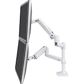 Ergotron &ndash; LX Vertical Stacking Dual Monitor Arm, VESA Desk Mount &ndash; for 2 Monitors Up to 24 Inches, 7 to 20 lbs Each &ndash; White