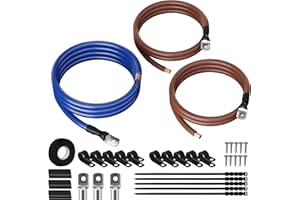 Big 3 Upgrade Electrical Wiring Kit, True Spec Oversized 1/0 AWG Gauge OFC Pure Copper Amp, High Output Complete Battery Grou