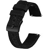 BISONSTRAP Canvas Watch Strap for Men and Women, Quick Release Replacement Bands, Brushed Buckle, Band Width 20mm 22mm 24mm
