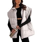 Daacee Women's Oversized Puffer Vest Lightweight Warm Sleeveless Puffy Bubble Outerwear Jackets Coats with Pockets