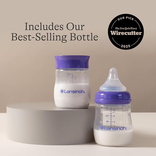 LANSINOH SIGNATURE PRO PORTABLE DOUBLE ELECTRIC BREAST PUMP WITH LCD SCREEN | 3 POWER MODES, 25MM FLANGES, 2 BOTTLES, 1 SLOW FLOW NIPPLE, & CARRY BAG