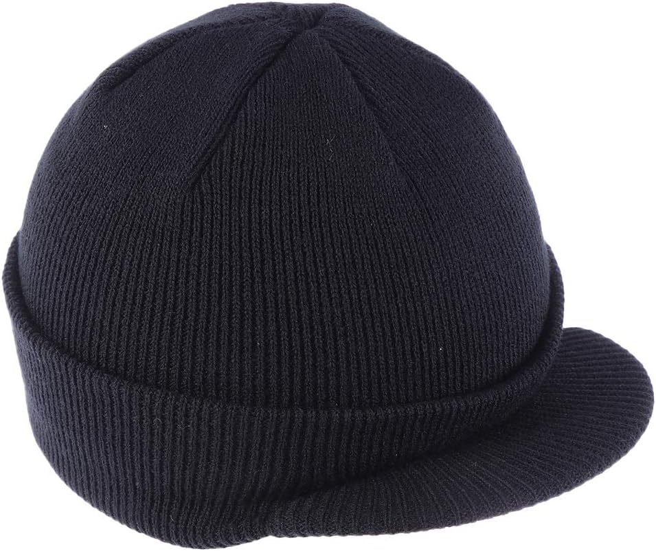 Mens knitted beanie hat with peak Clearance