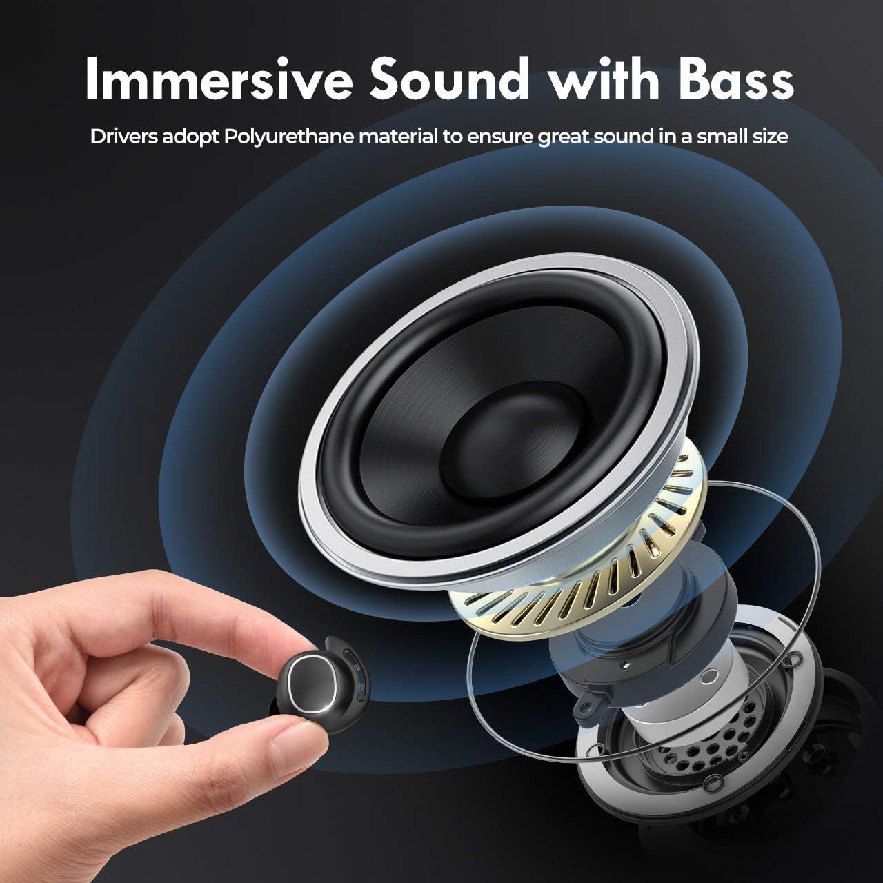Wireless Earbuds, Mpow M30 in-Ear Bluetooth Headphones, Immersive Bass Sound, IPX8 Waterproof Sport Earphones, Touch Control Bluetooth Earbuds, 25 Hrs w/USB-C Charging Case/Twin&Mono Mode/Mics,Black: Electronics