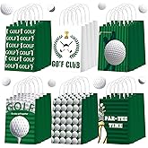 Outus 24 Pcs Golf Party Favor Bags Golf Goodie Gift Wrapping Paper Bags with Handles Portable Sports Ball Candy Treat Pouch for Birthday Party Decorations Supplies