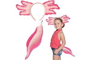 Alaxciax Axolotl Headband and Tail, Axolotl Costume Accessories Set Axolotl Gifts for Women Christmas Birthday Halloween