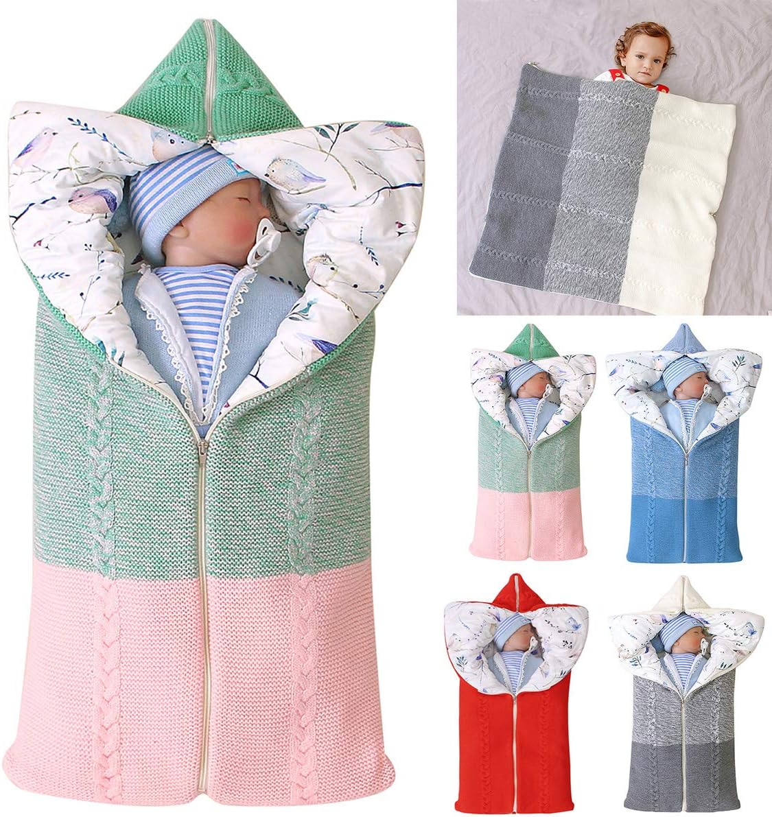 Yinuoday Kinderwagen Decke, Neugeborenen Wickeldecke Winter warme Schlafsack für 0-12 Monate Baby Jungen oder Mädchen