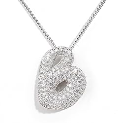 KissYan Bubble Letter Necklace Silver, White Gold