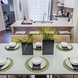 Pauwer 38cm Round Placemats Set of 6 Green Woven Heat Resistant Non Slip view 8