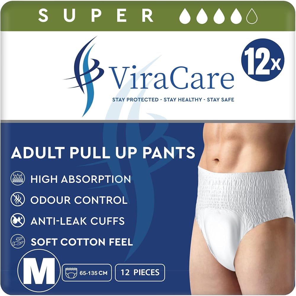 ViraCare 12 Adult Incontinence Pull Up Pants - Heavy Absorbent, Medium