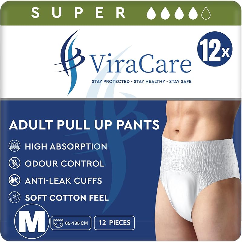 ViraCare 12 Adult Incontinence Pull Up Pants - Heavy Absorbent, Medium