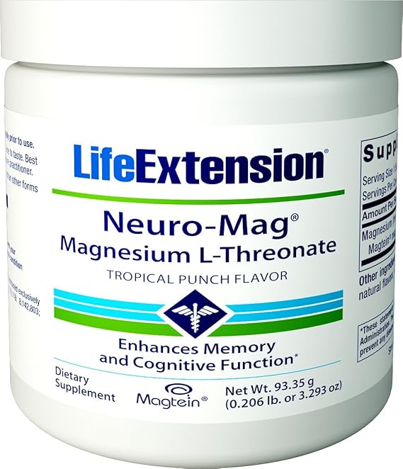 Life Extension NeuroMag® Magnesium LThreonate Powder, Tropical Punch Flavour, 93.35g Amazon