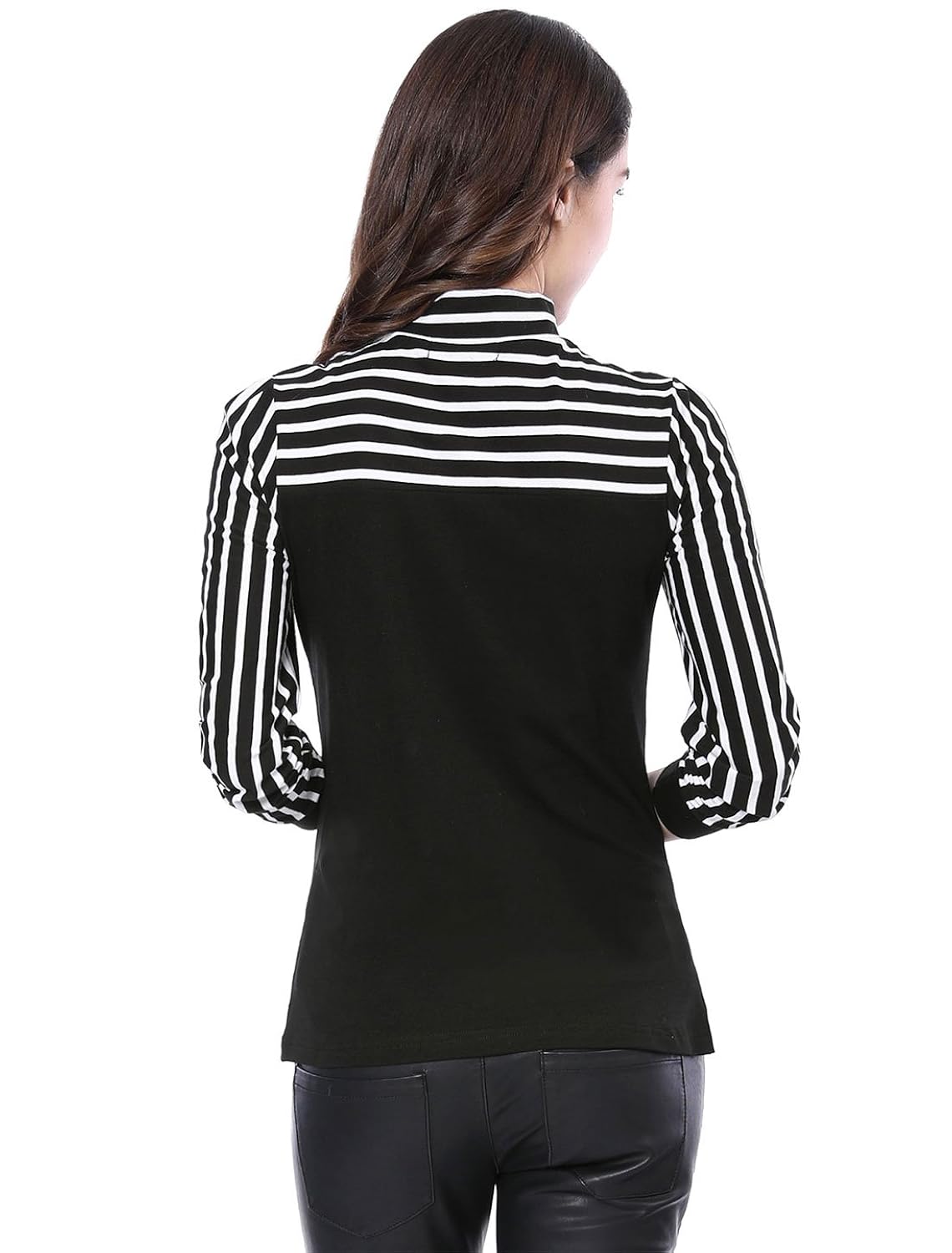 aashish garments black stripes knot women's top