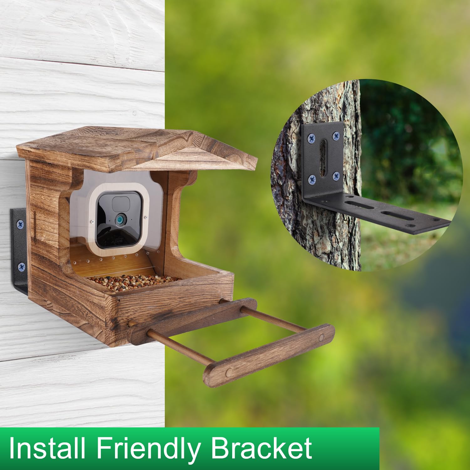 iTODOS Bird Feeder Camera Case Compatible with Blink Outdoor Camera (XT4/XT3/XT2/XT),Watch Birds On Your Phone,Natural Wooden Handcraft Close to Nature,Gift for Bird Lover-(Camera NOT Included)
