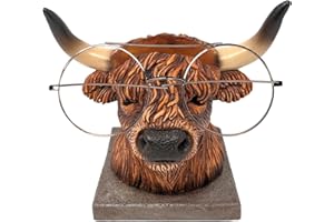 AMAJY Highland Cow Eyeglasses Holder – Whimsical Resin Glasses Holder Stand for Desk, Nightstand, or Office – Decorative Highland Cow Figurine for Home Decor, Functional Gift Idea