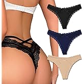 Avidlove Womens Underwear Sexy Thongs Floral Lace Bikini Panties Criss Cross Back Splice Tangas 1-3 Packs