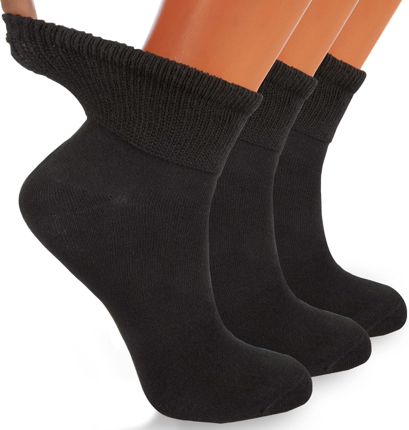 Women's Diabetic Ankle Socks with NonBinding Top and