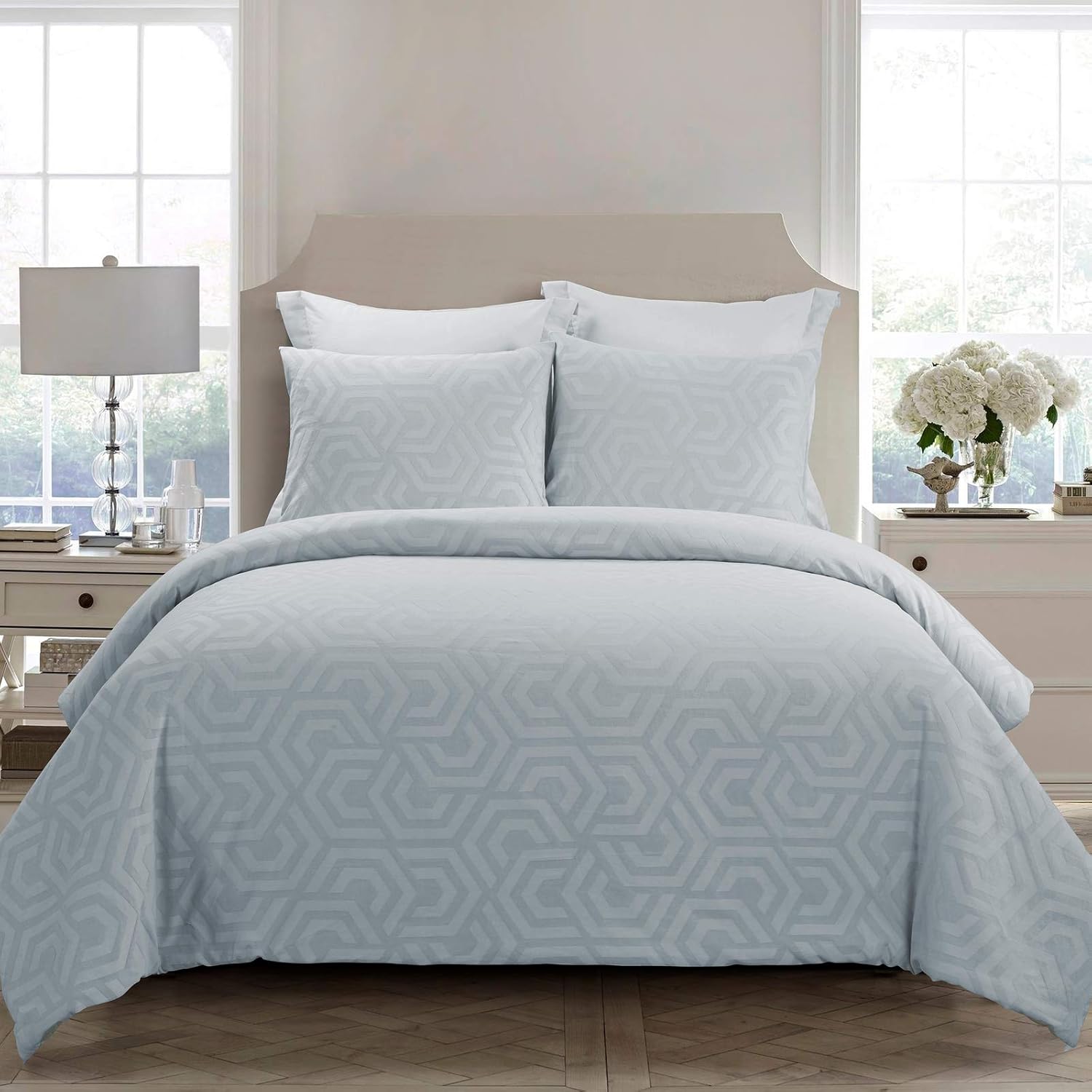 Donna Sharp King Bedding Set - 3 Piece - Seville Soft Blue Contemporary Comforter Set with King Comforter and Two King Shams - Machine Washable: Home & Kitchen