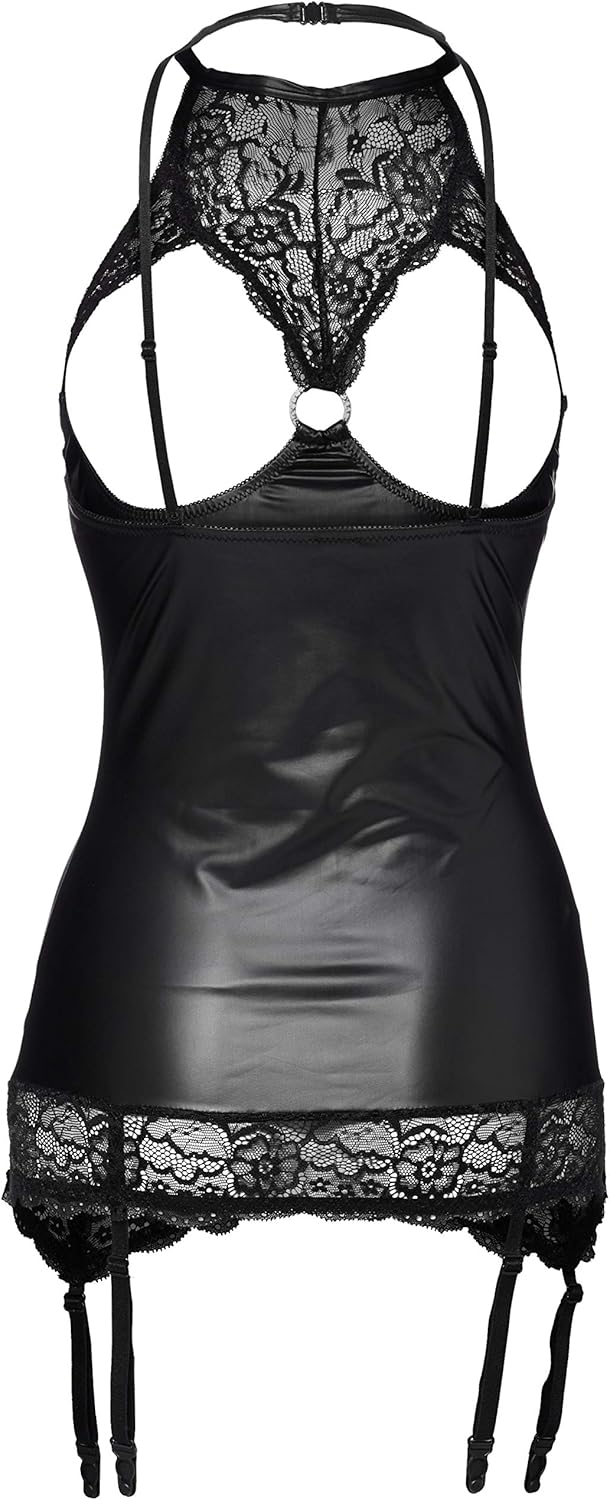 Abierta Fina Sexy Lingerie Girls Dresses with Garter, Small, Black (Black Black) - Image 3