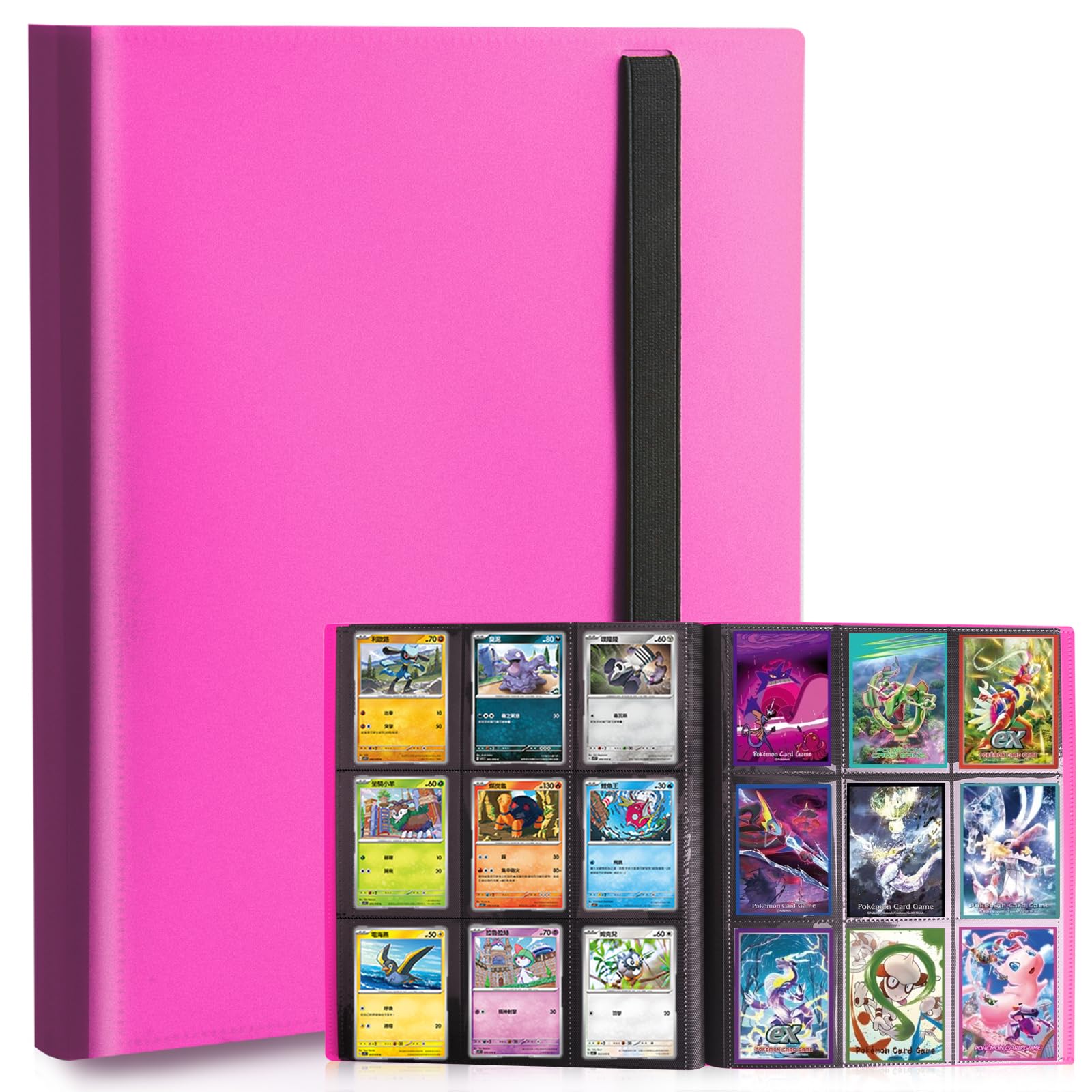 Photo 1 of Card Binder, 9 Pocket Trading Card Album Folder,20 Pages, 360 Card Capacity Sports Card Binder, Premium Card Binders Compatible with MTG, TCG, Baseball Cards (Rose Red)