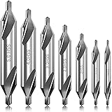 7 Pieces Center Drill Bits Set, M2 High Speed Steel 60-Degree Angle Center Drill Bits Kit Countersink Tools for Lathe Metalwo