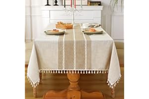 Laolitou Rustic Tablecloth Cotton Linen Waterproof Tablecloth Burlap Table Cloths for Kitchen Dining Cloth Table Cloth for Re