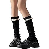SherryDC Girl's Cute Y2K Leg Warmers Knit Lolita Kawaii Lace Trim Knee High Leg Sleeve Socks Women