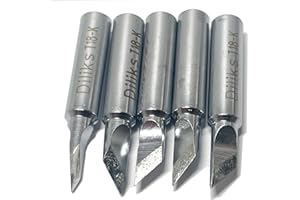 DILIKS T18-K Soldering Iron Tips 5pcs Set, Knife tip, For HAKKO FX-888D FX-888 FX-8801 FX-600, 2.0mm/45° R5.0mm x 14.0mm