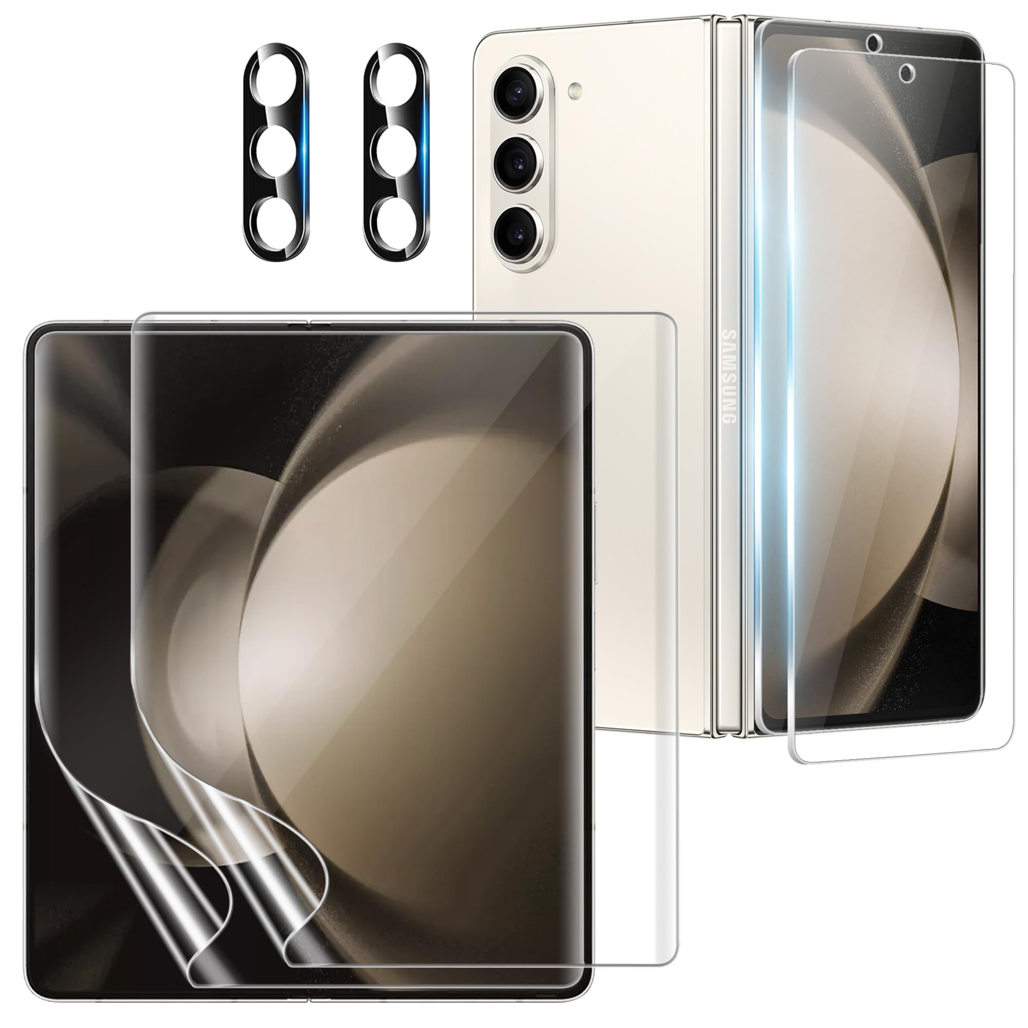 Photo 1 of [2+2+2 Pack] for Samsung Galaxy Z Fold 5 Screen Protector, Camera Lens Protector, Ultra Clear, Fingerprint Compatible, Anti-Scratch, Case Friendly