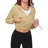 FKEEP Cropped Zip Up Hoodie Women Jacket Top Sweatshirt Casual Basic Gym Workout Sport