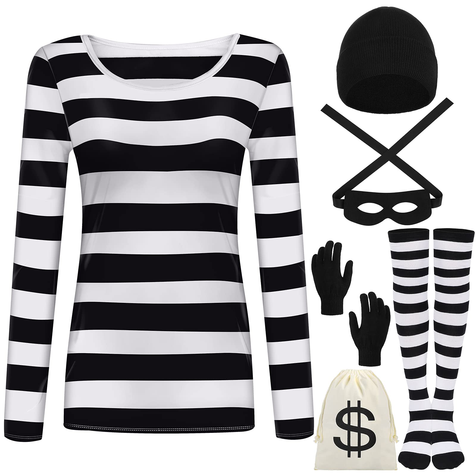 Photo 1 of URATOT Women's Robber Costume Set Cosplay Thief Accessories for Halloween Party
