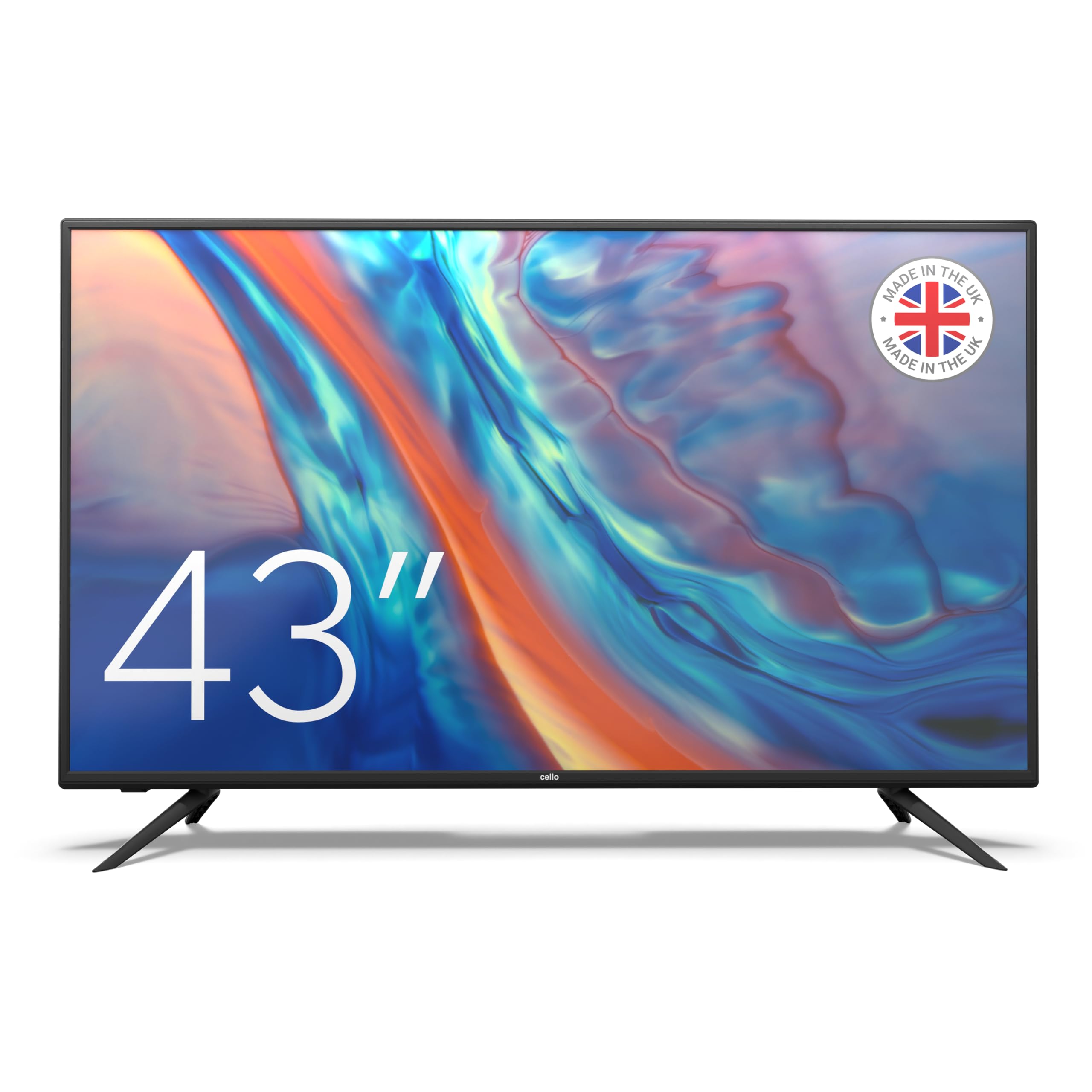 Cello C4320DVB 43 inch LED TV with Freeview & Satellite, Easy Setup Mains Only, Non-Smart, USB Record from Live TV, Frameless Style Made in the UK