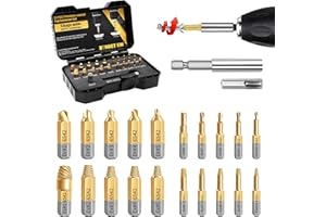 DTRUCTIEW HSS 6542 Screw Extractor Set, 22 PCS Titanium stripped screw extractor Kit, Easy Out Screw Extractor Set of Rusty & Broken with Magnetic Extension Bit Holder & Socket Adapter