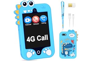 ele ELEOPTION 4G Smart Phone for Kids Toys with SIM Card, Touchscreen Toy Phone Interactive GPS Cell Phone for 3 4 5 6 7 8 9 10 Year Old Girls Boys Christmas Birthday Calling Smartphone Gifts Blue